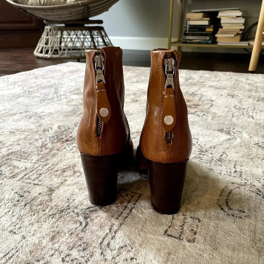 Rag & Bone Newbury Boot Brown Genuine Leather Stacked Heel Bootie Womens SZ 8 - Picture 4 of 10
